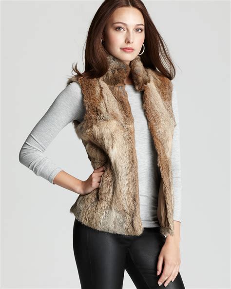 michael kors black rabbit vest|Faux Fur Vest .